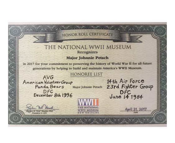 WW II Museum honors Johnnie Petach